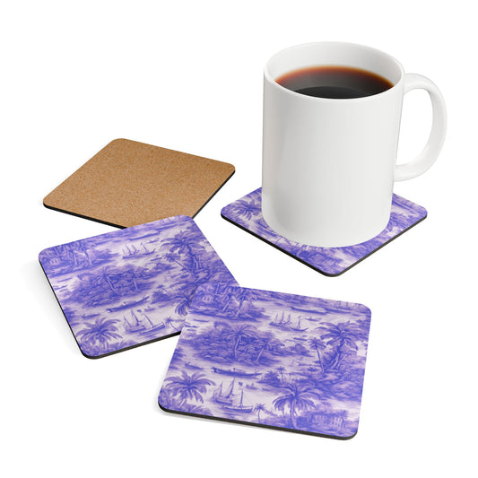 Coaster Set - Tropical Toile #1, Purple