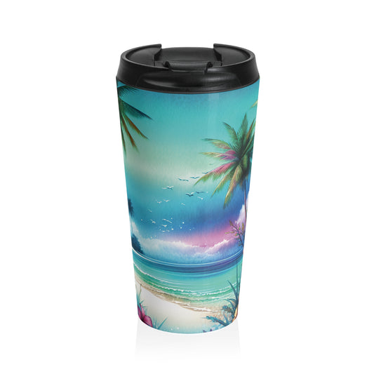 15 oz. Stainless Steel Travel Mug / Morning Beach Vibes