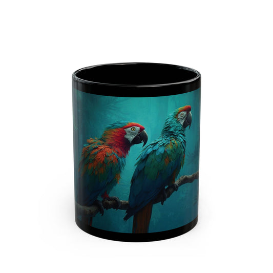 Black Coffee Mug - Parrot Friends
