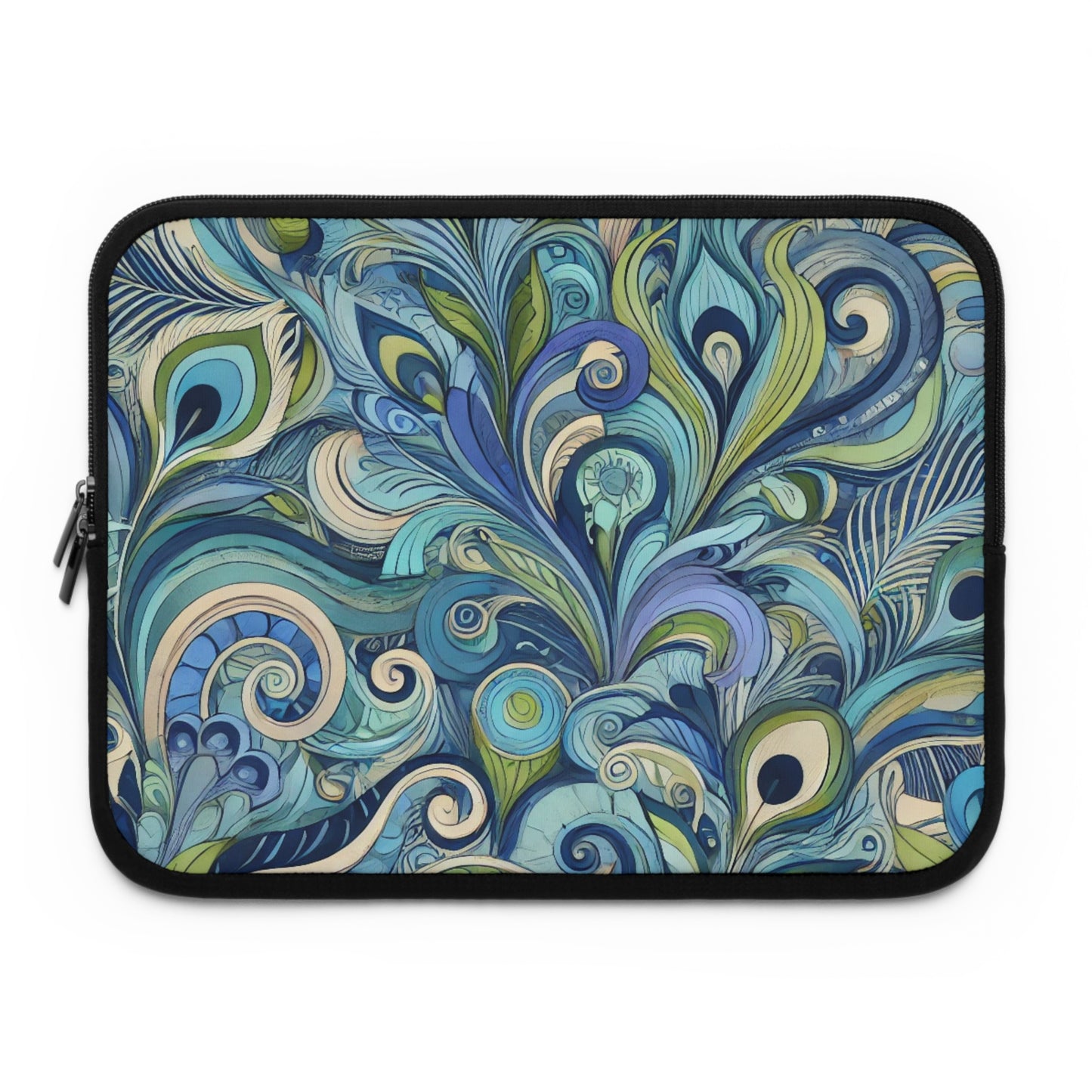 Tropical Laptop Sleeve, 5 Sizes - Perfect for Beach Lovers & Students / Feather Currents Blue