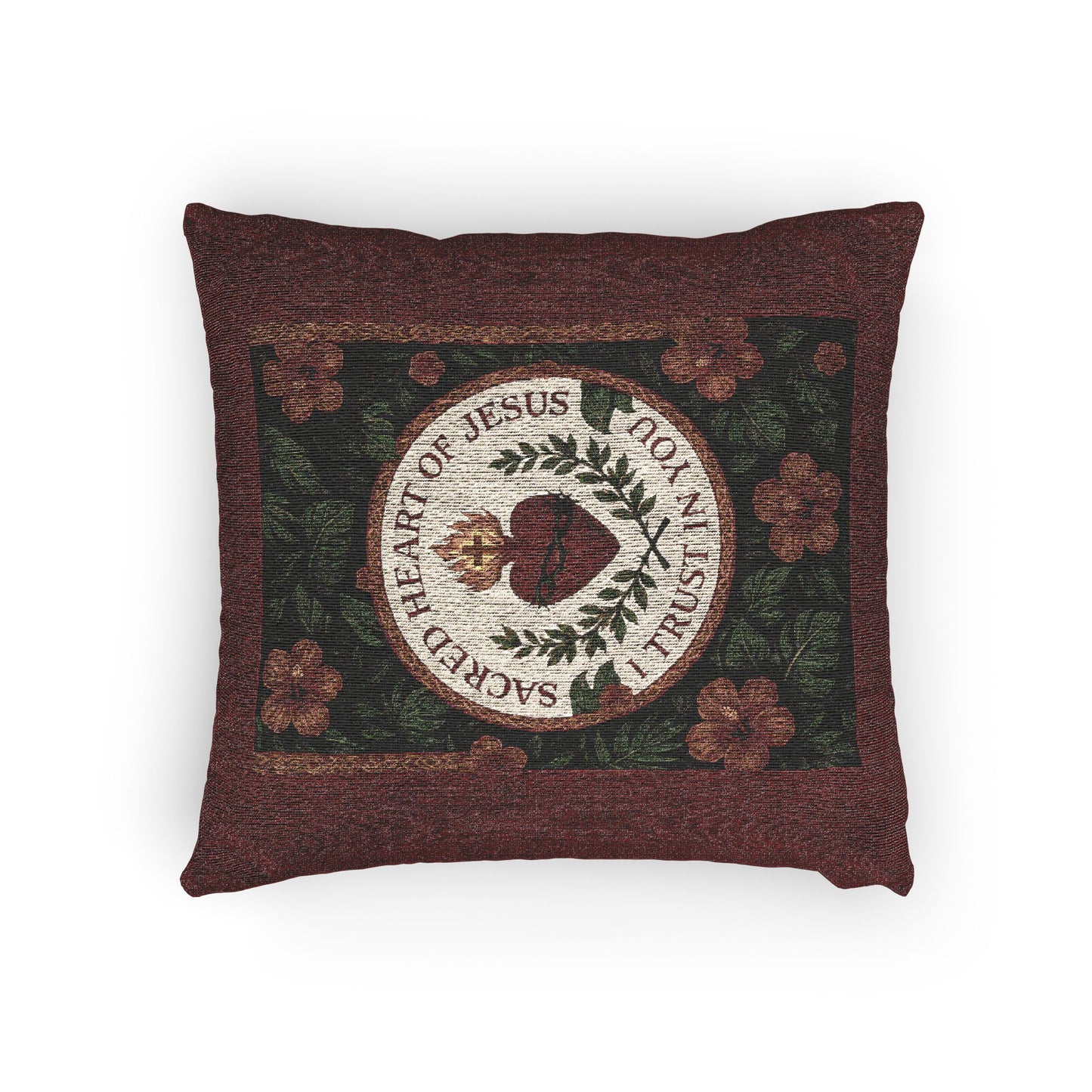Religious Woven Pillow, 17"W x 18"L - Sacred Heart of Jesus Prayer