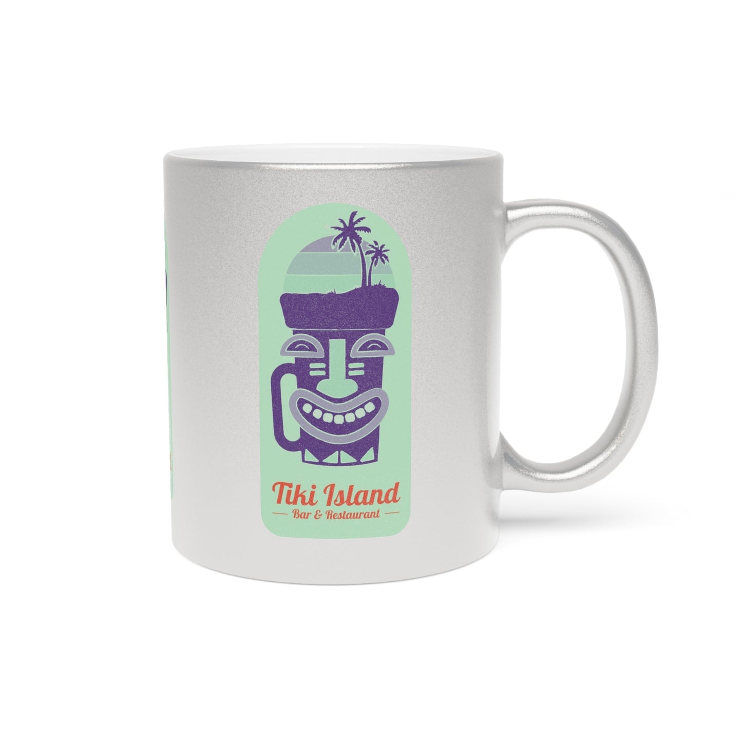 Tiki Island Metallic Mug - Stylish Silver/Gold Coffee Cup for Tropical Vibes, Green