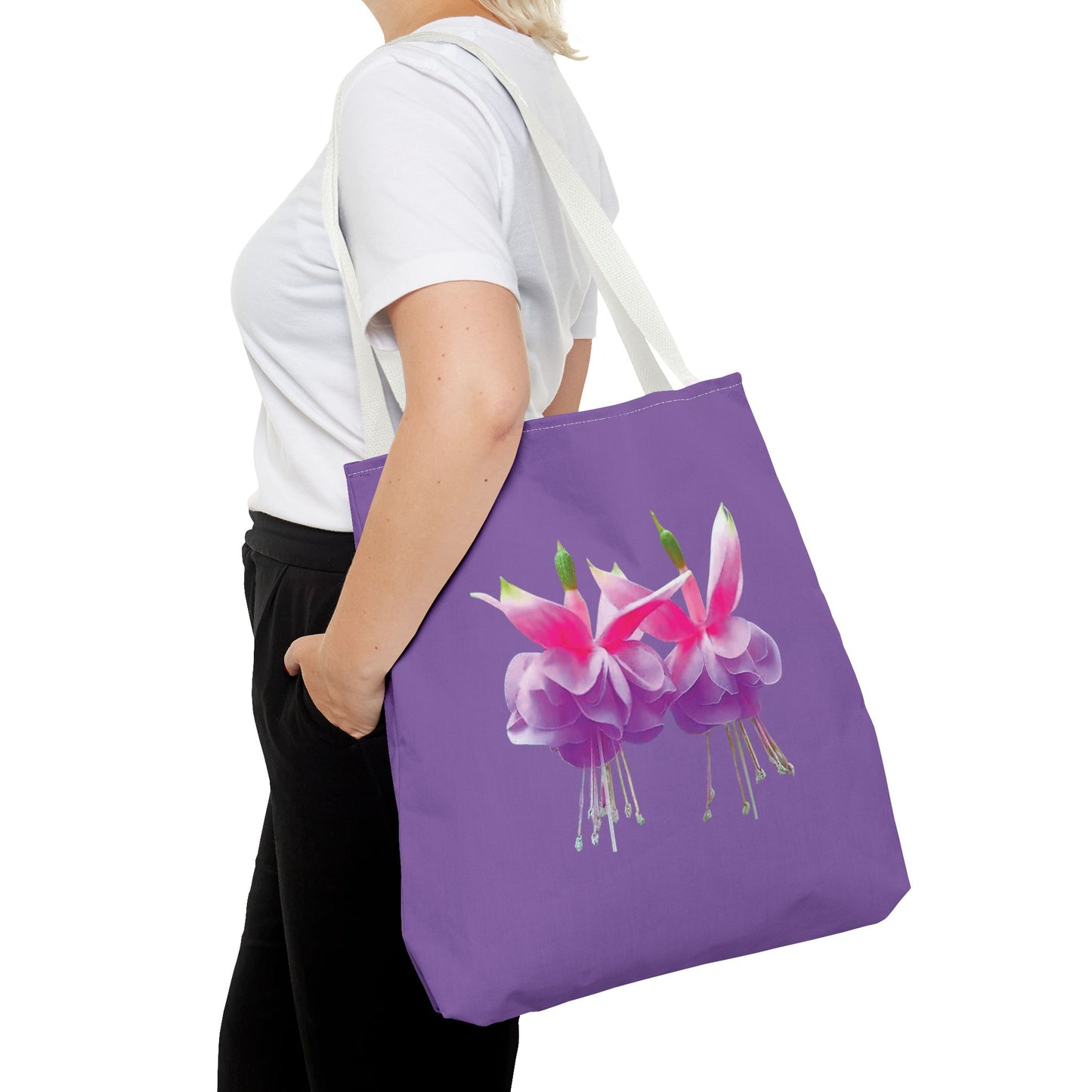 Tropical Real Two Fuchsias/Lt. Purple Tote Bag - 3 Sizes