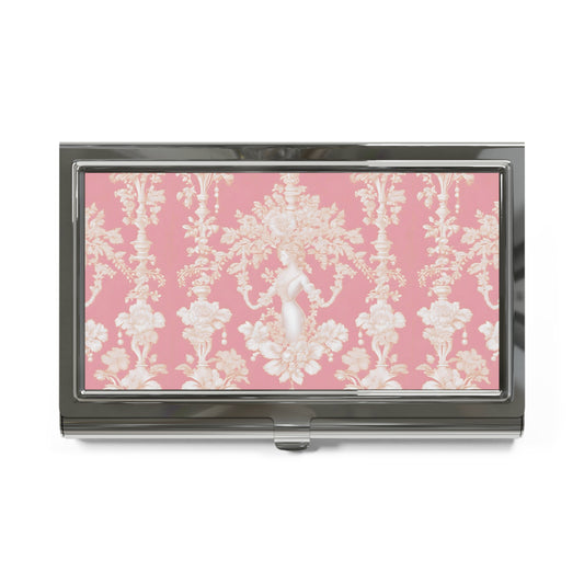 Business Card Holder/Case - Pearl Lady Toile, Hibiscus Pink