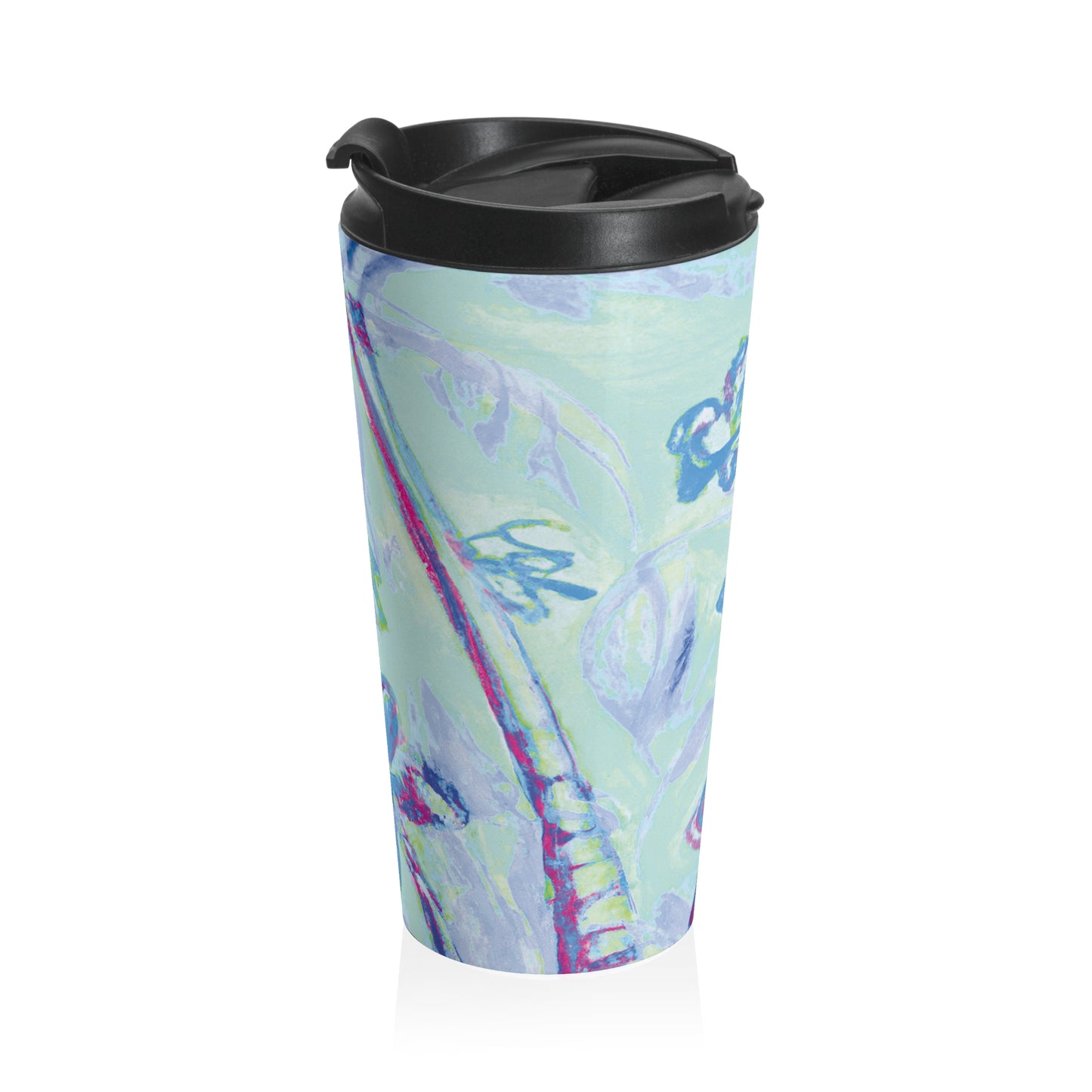15 oz. Stainless Steel Travel Mug / Palm Doodles Blue
