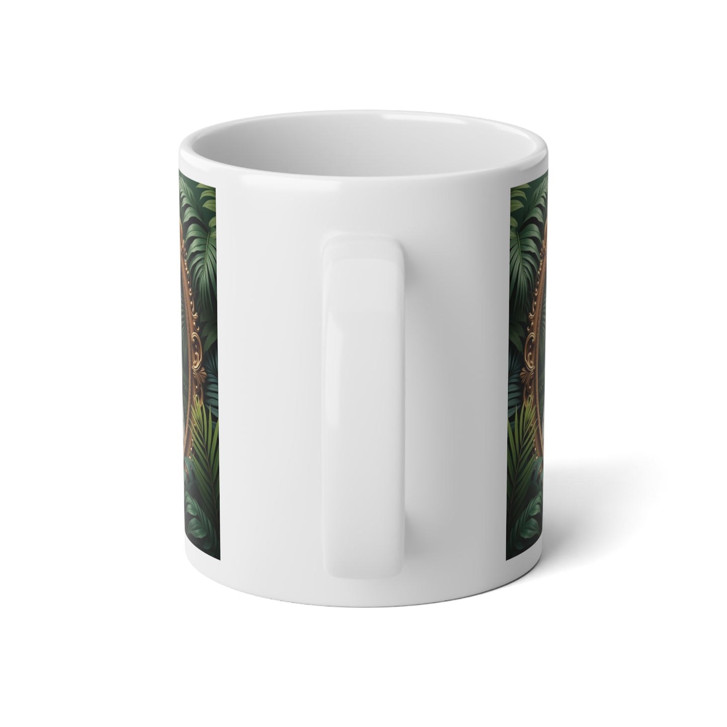 Jumbo Mug, 20oz, Framed White Peacocks | Tropical Coffee Cup