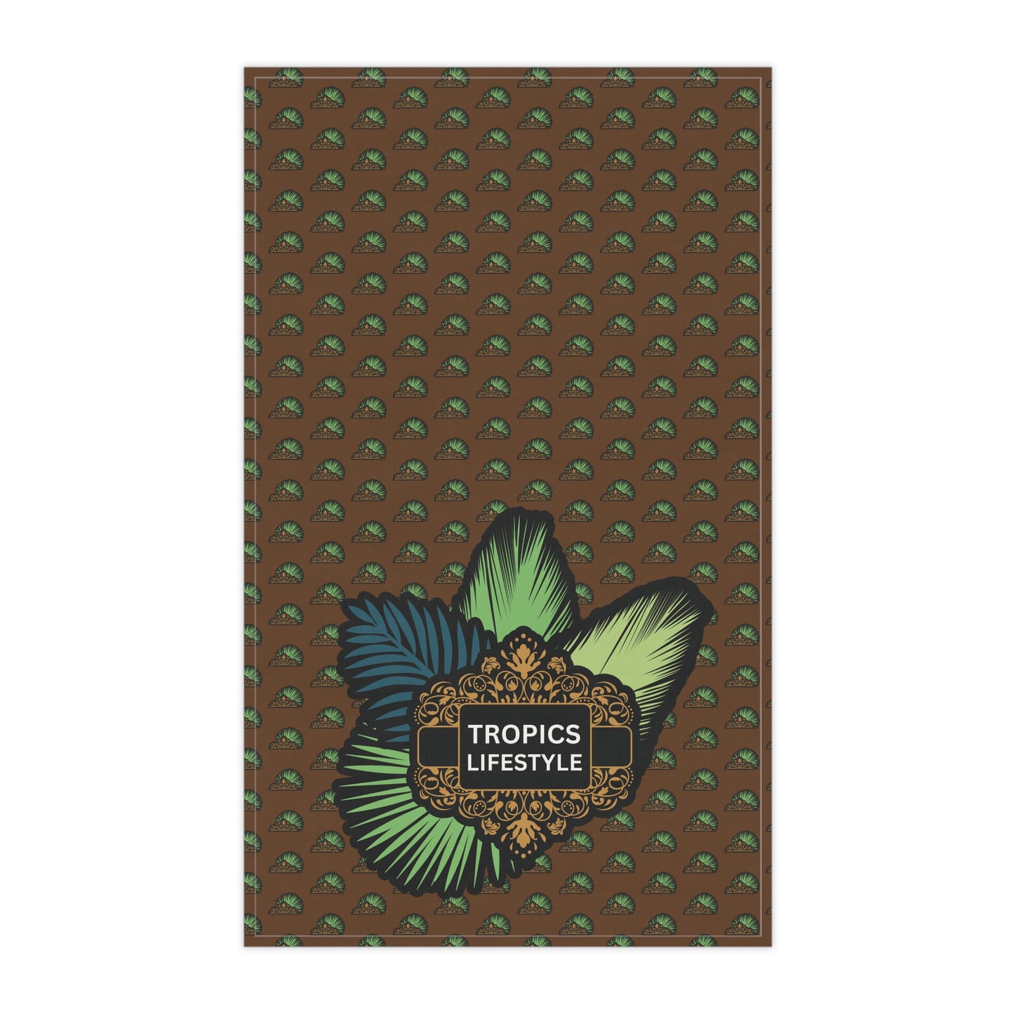 Tea Towels (cotton, poly), Tropics Lifestyle Deco Plant Logo, Micros Brown