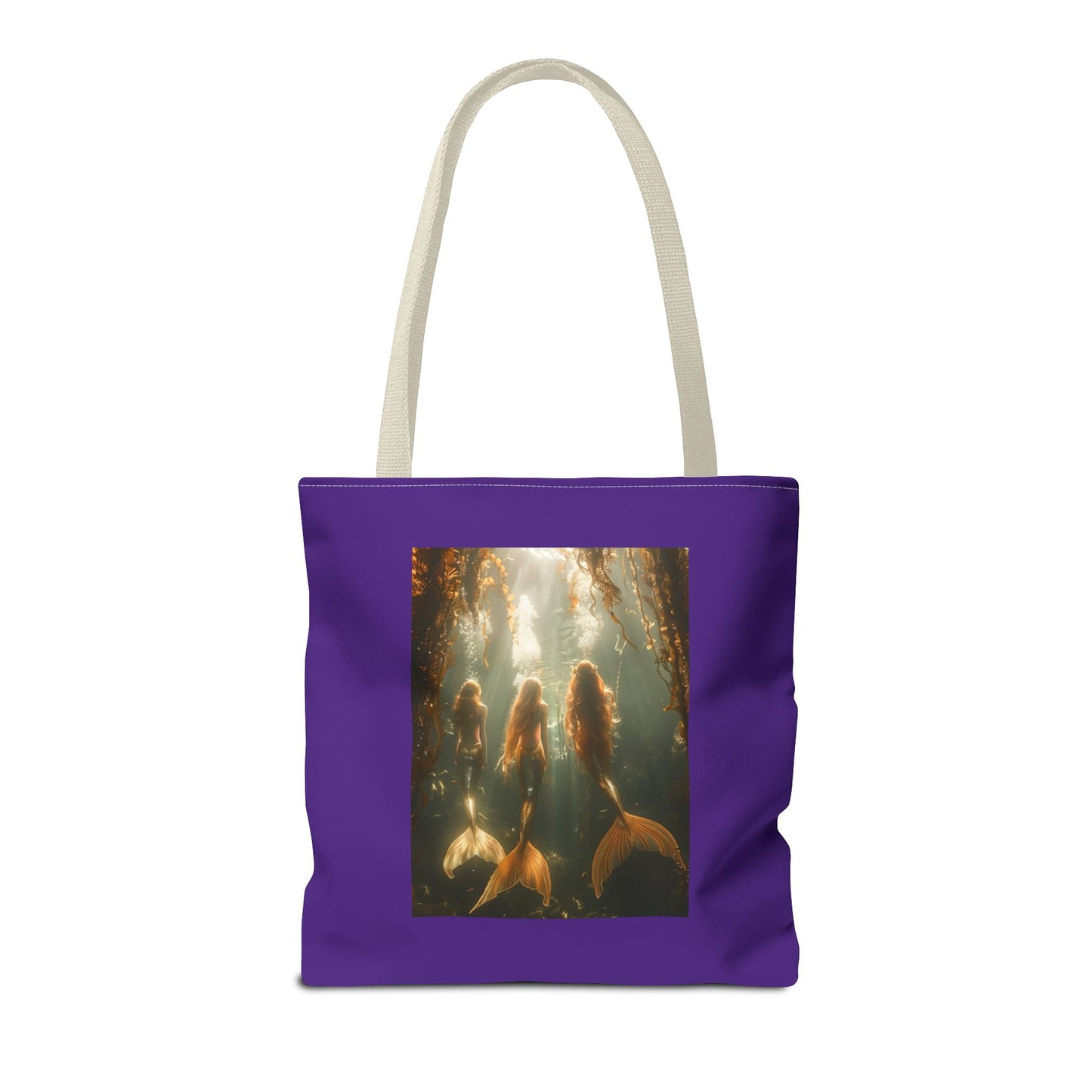 Three Mermaid Sisters, Purple Tote Bag - 3 Sizes