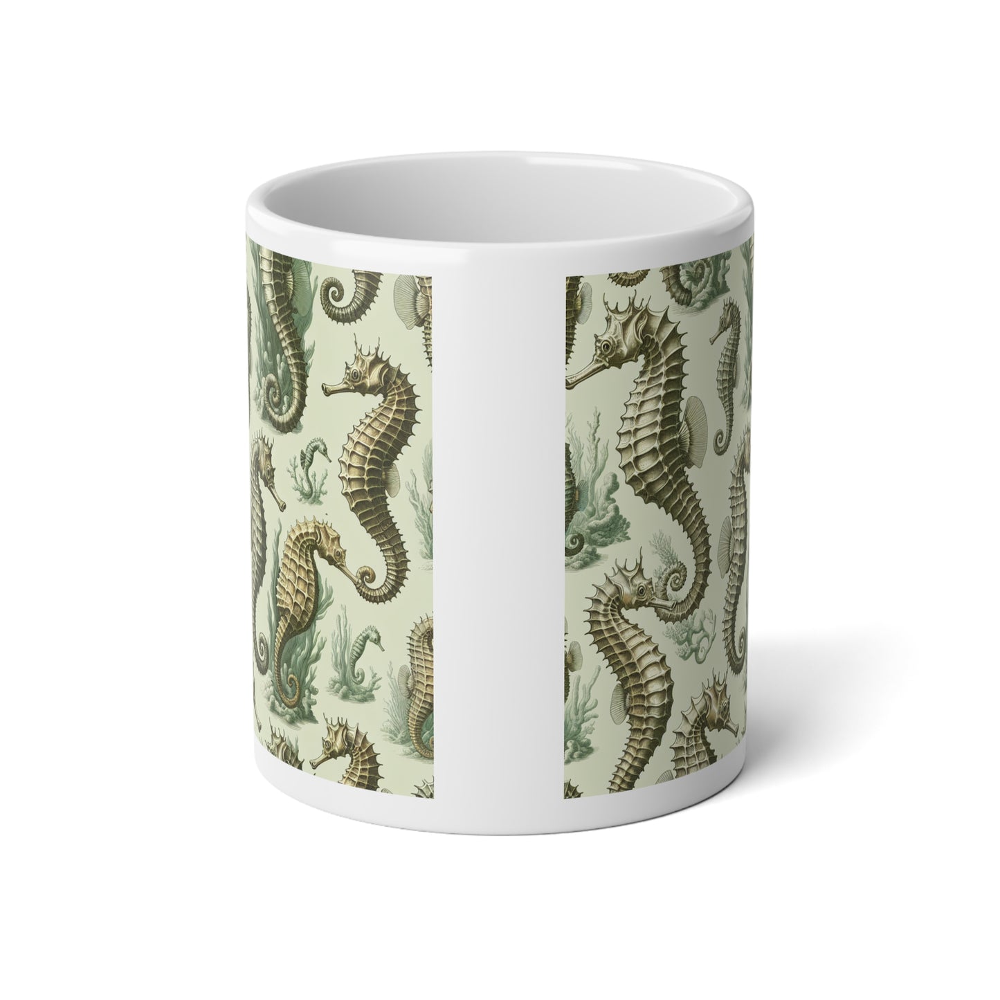Jumbo Mug, 20oz, Seahorse Toile | Tropical Coffee Cup