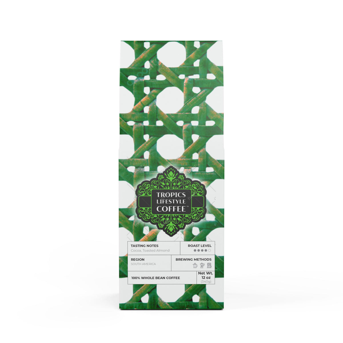 Midnight Surf Blend™ (Medium-Dark Roast) Specialty Grade Craft Coffee / Green Wicker