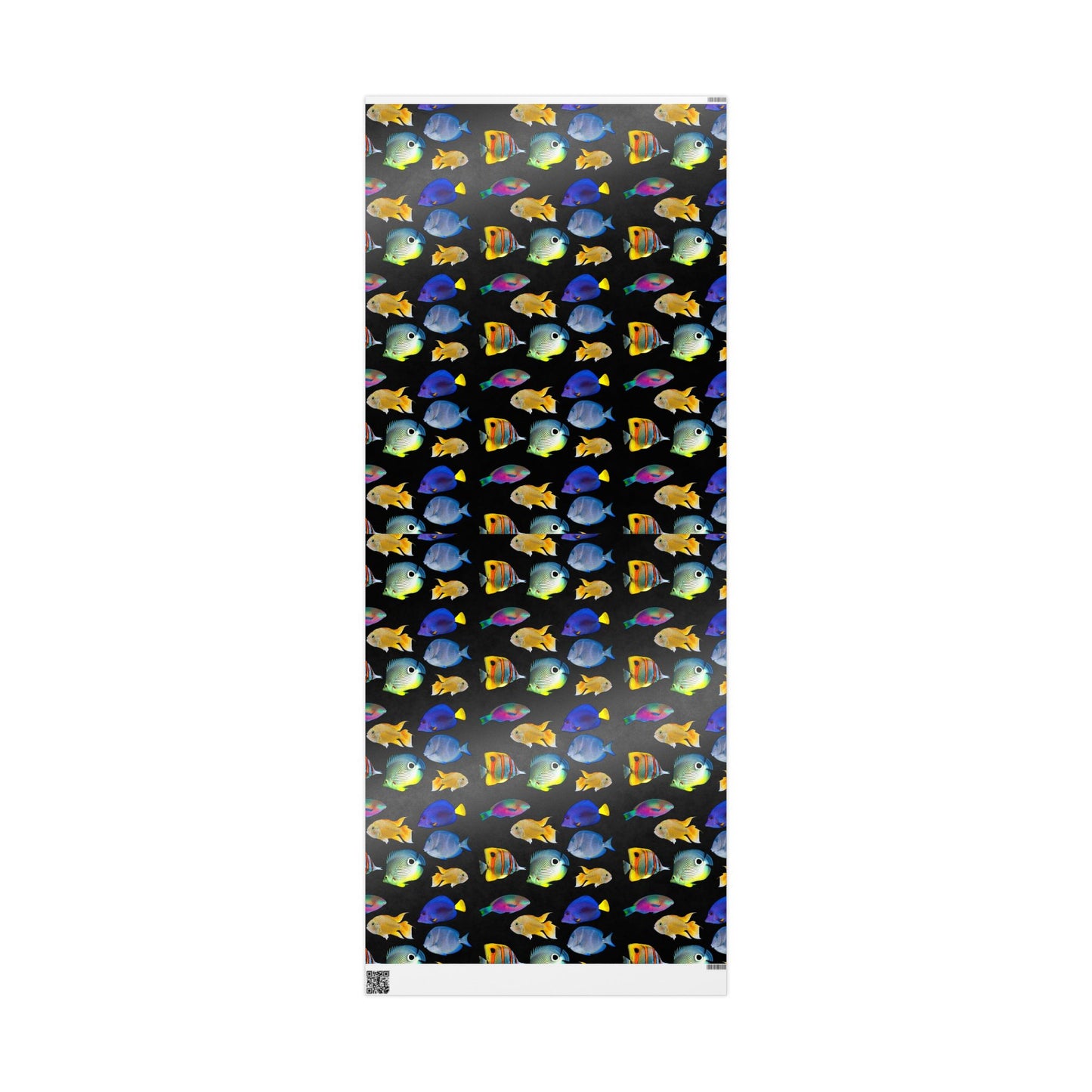 Wrapping Paper - Tropical Gift Wrap for All Occasions, 3 Sizes/2 Finishes / School of Fish, Black