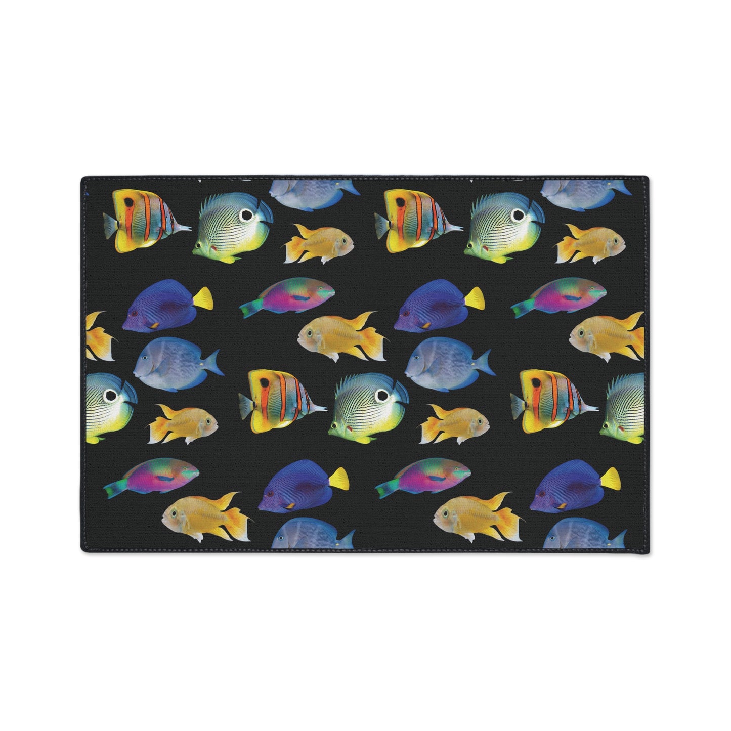 Heavy Duty Floor Mat, 5 Sizes – Tropical Area Rug for Home Décor / School of  Fish, Black