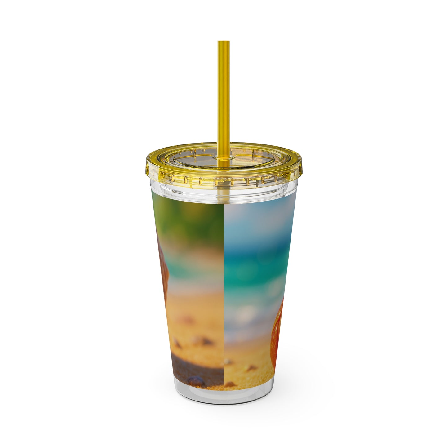 Tropical Tumbler with Straw | 16oz Colorful Travel Cup / Baby Hermit Crab