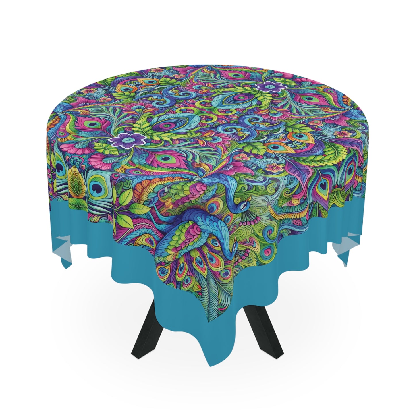 Peacock Prism/Turquoise ~ Square Tablecloth, 55" x 55"