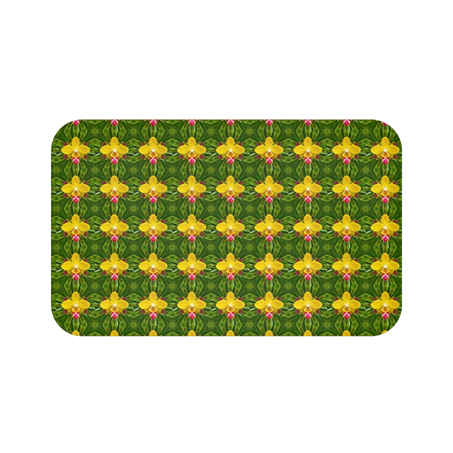 Bath Mat - Yellow Orchid Kaleidoscope