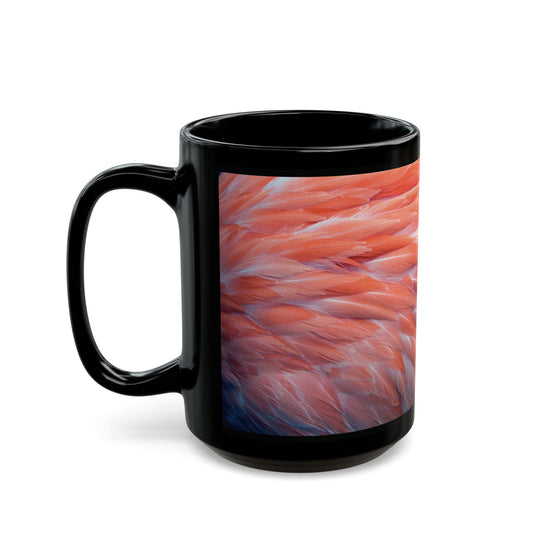 Black Mug (11oz, 15oz), Real Flamingo Feathers