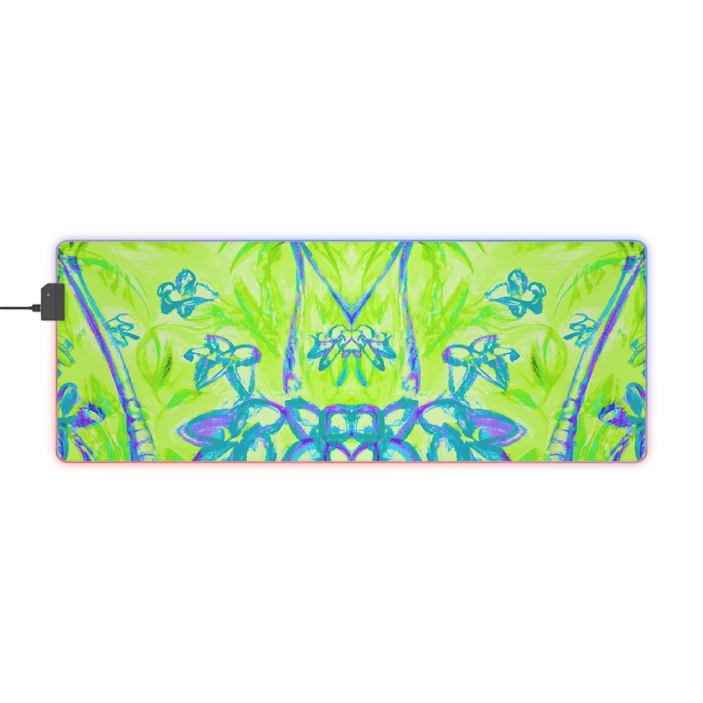 LED Gaming Mouse Pad With Vibrant RGB Lighting, 4 Sizes / Tropical Doodles, Lime