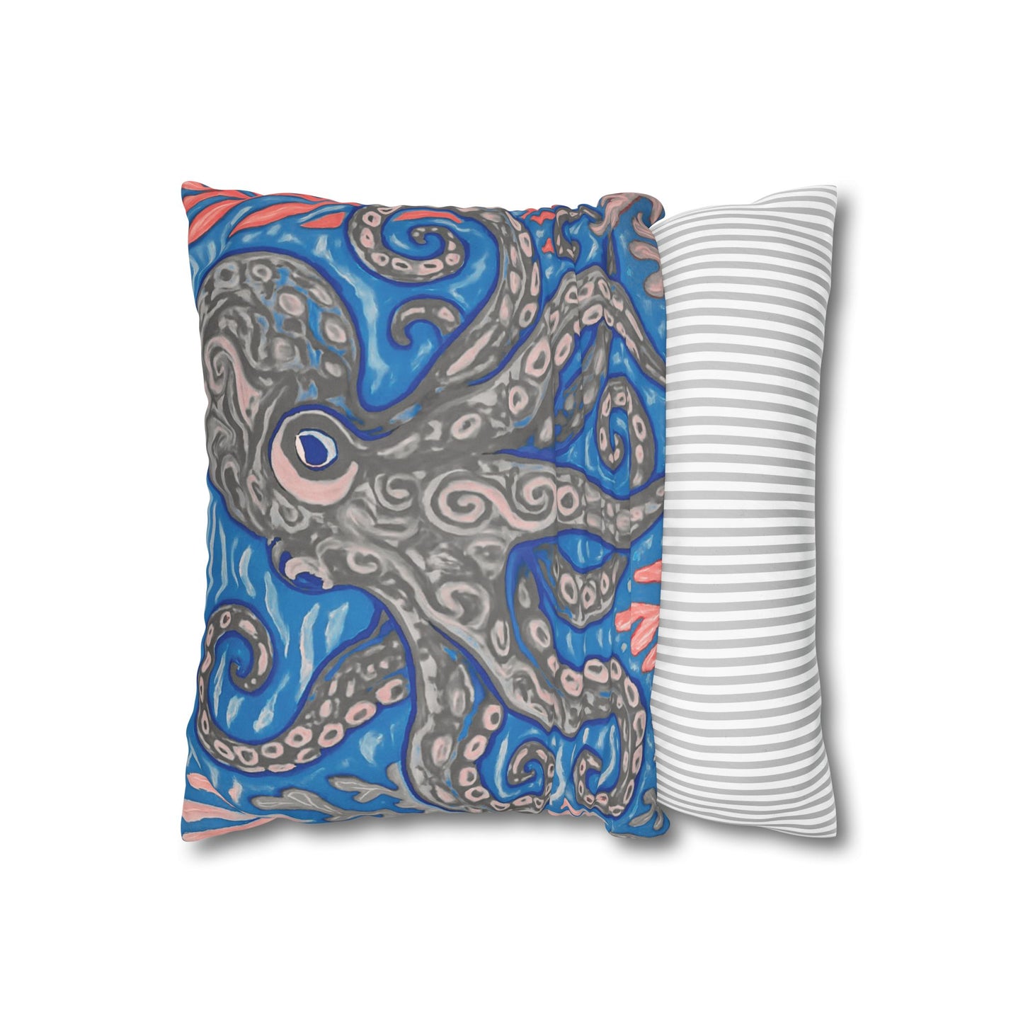 Faux Suede Square Pillowcase - Slate Kraken Joe