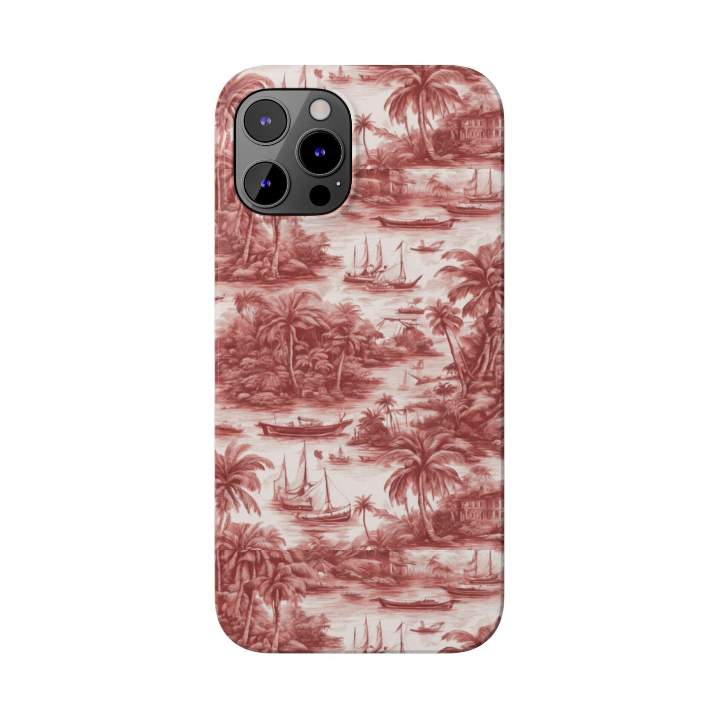 Slim Phone Cases - Tropical Toile #1, russet