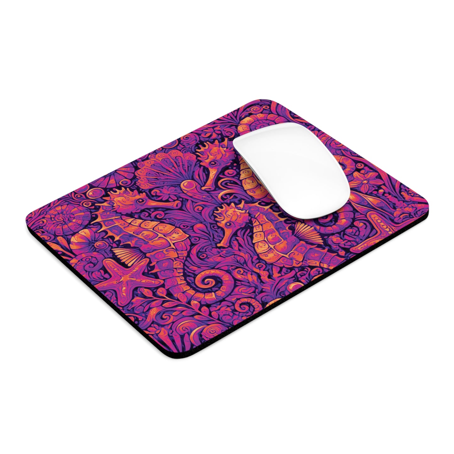 Tropical Mouse Pad, 2 Shapes - Beach Vibes for Home Office & Gamer / Seahorse Trio, Heatwave
