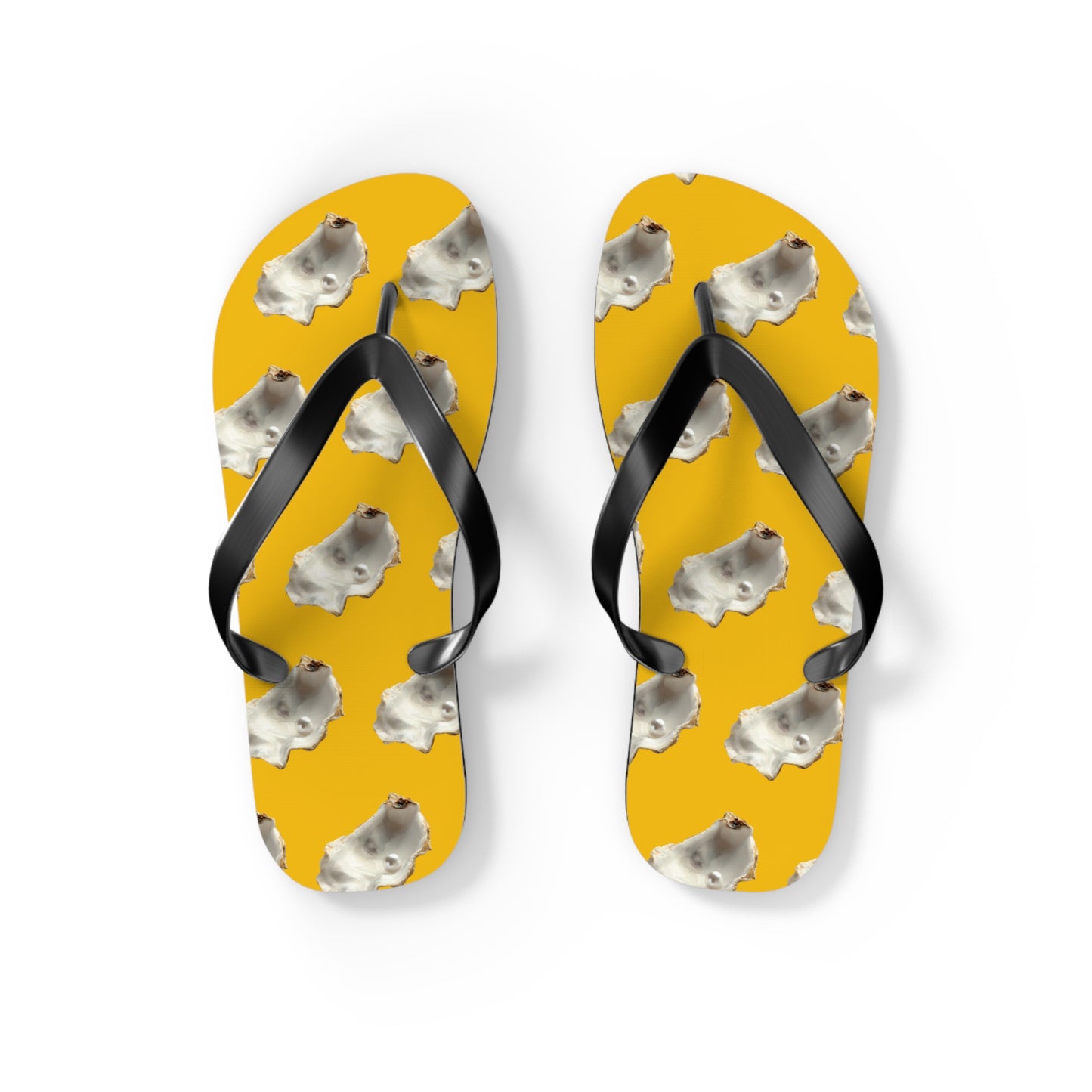 Flip Flops - White Pearl Oyster, yellow