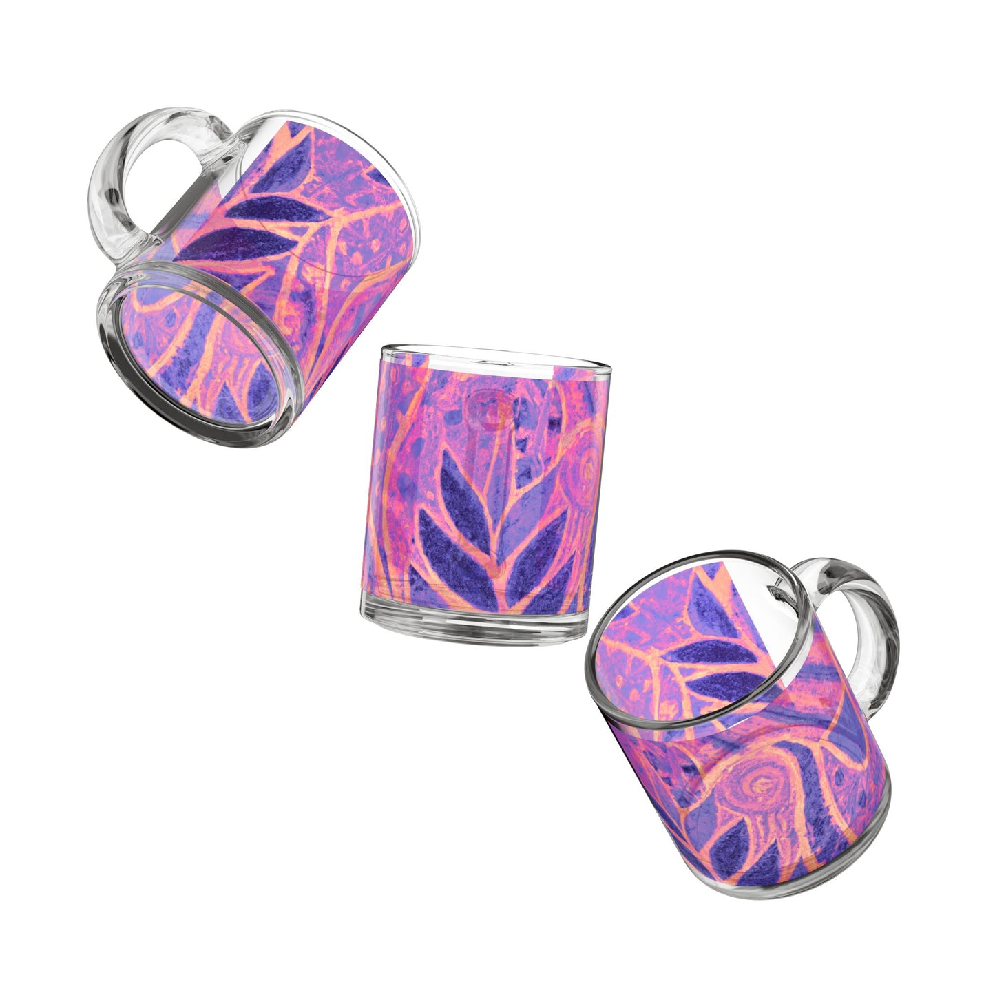 Tropical Glass Mug - 10oz Coffee Cup / Amazon Whimsy, Heatwave