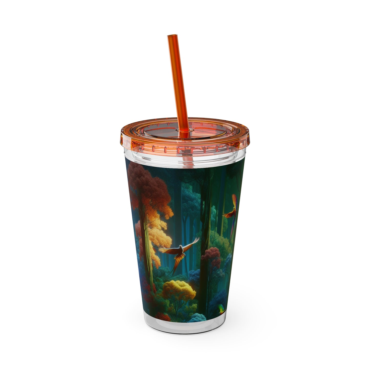 Tropical Tumbler with Straw | 16oz Colorful Travel Cup / Flight School