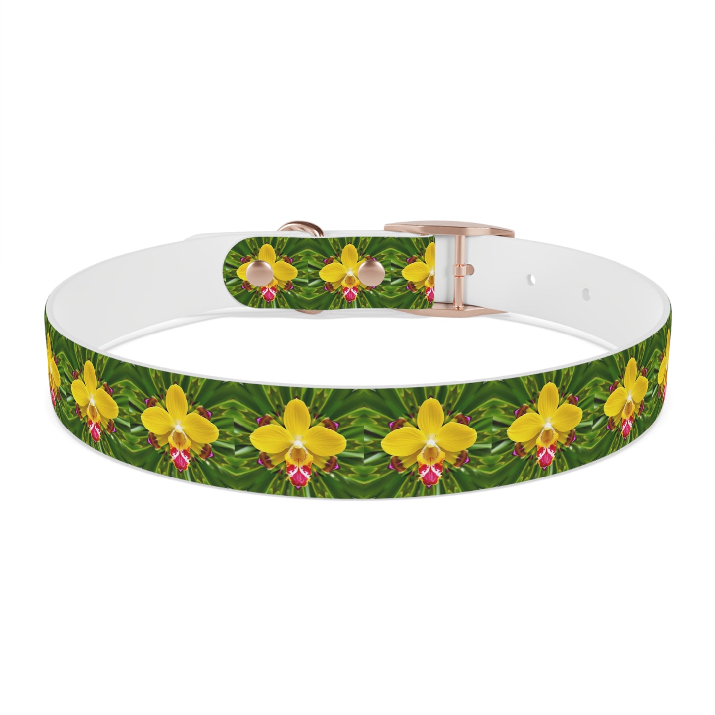 Dog Collar - Yellow Orchid Kaleidoscope