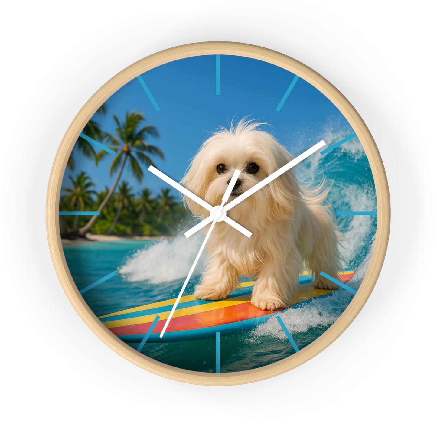 Puppy Ariel the Surfing Dog Wall Clock – Fun Home Decor for Pet Lovers