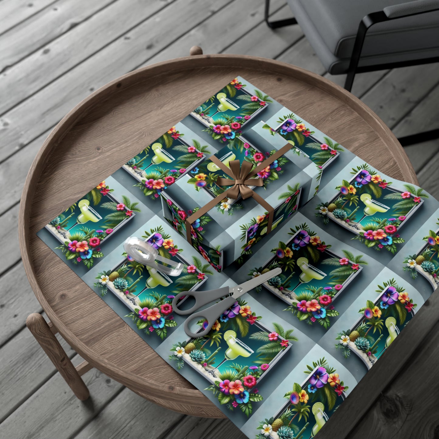 Wrapping Paper - Tropical Gift Wrap for All Occasions / 3 Sizes, 2 Finishes / Tropical Margarita