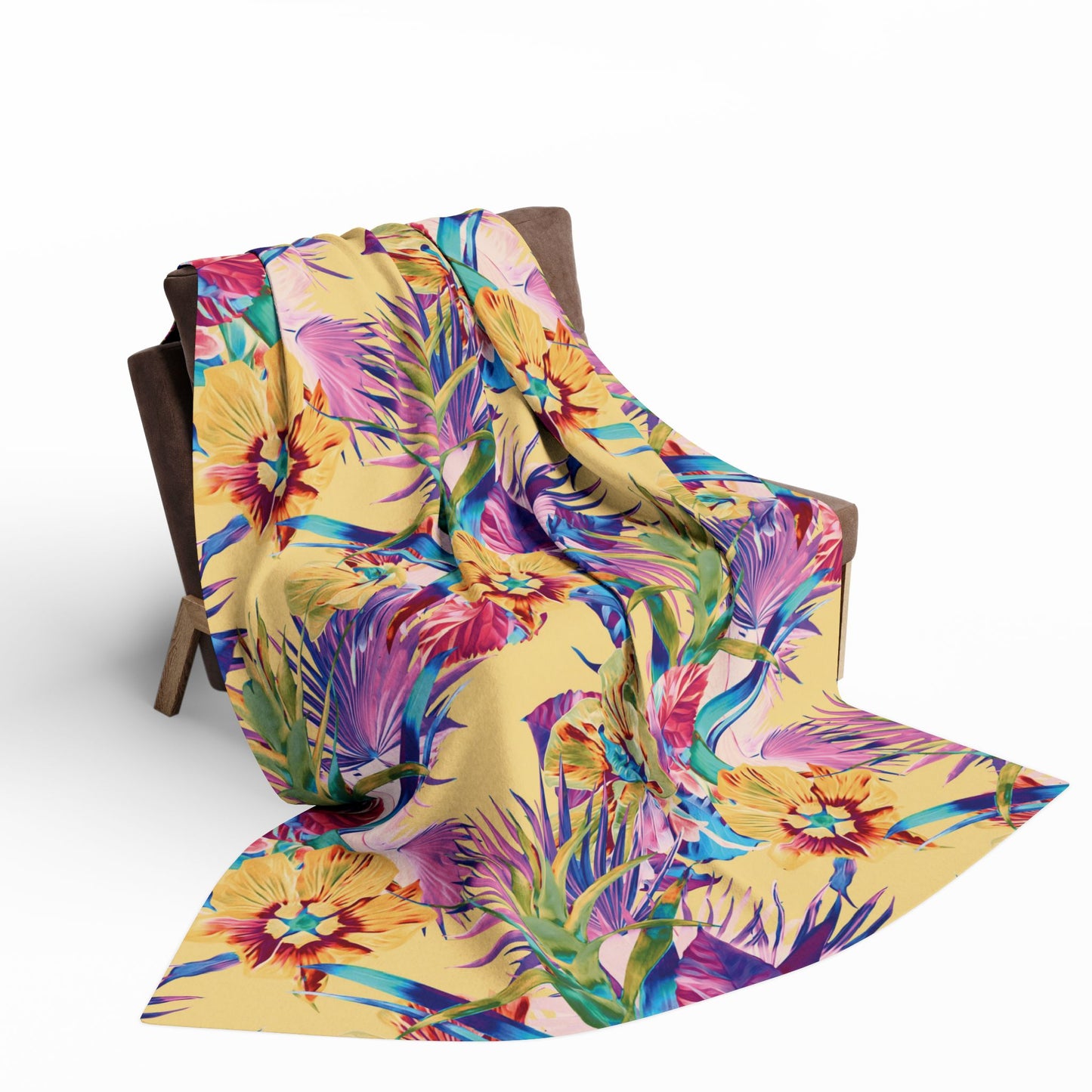 Sorbet Plant Palooza Fleece Blanket - Colorful Tropical Botanical Design