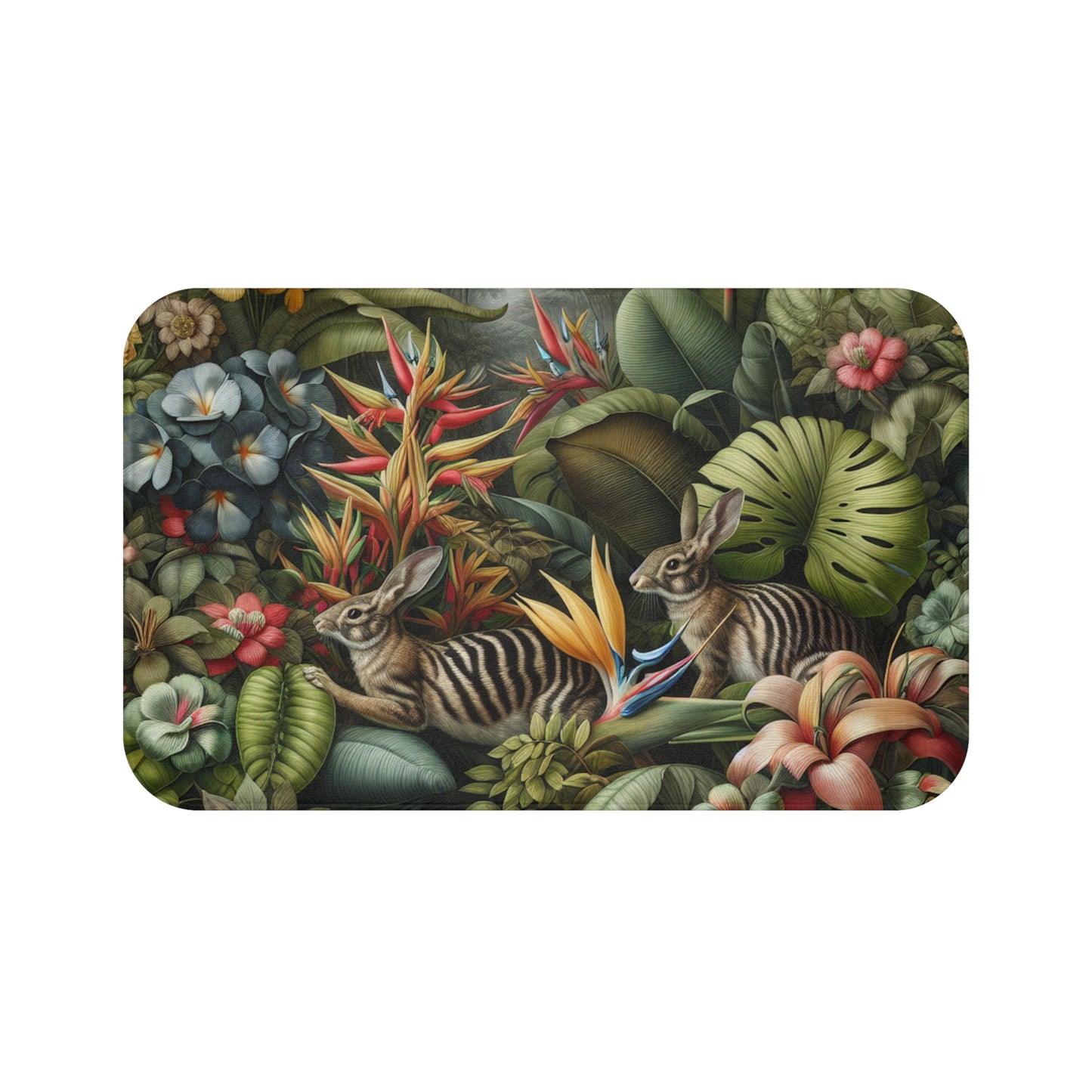 Rainforest Rabbit Outing Bath Mat, 2 Sizes - Tropical Vibes for Home Decor
