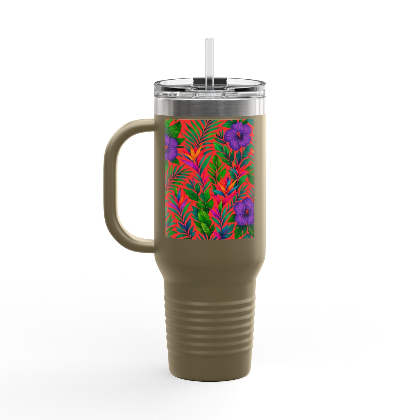 Midnight Flower Coral Insulated Travel Mug - 40oz - Perfect for Outdoor Adventures