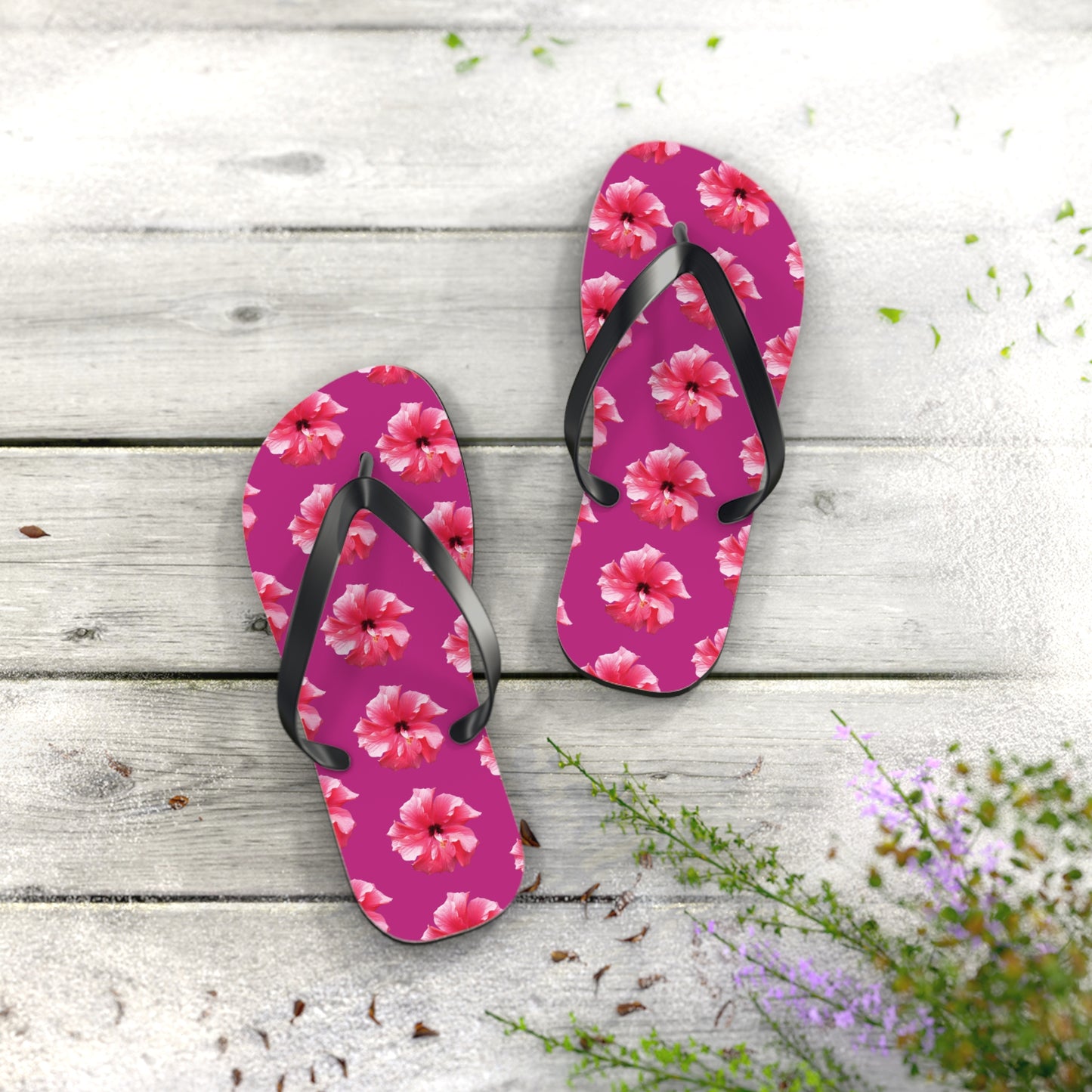 Flip Flops - Pink Hibiscus/Pink