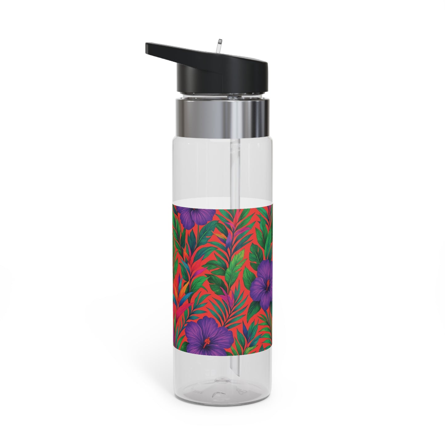 Tropical 20oz Tritan Sport Water Bottle -  Leakproof, Lightweight, BPA-Free / Midnight Flower Coral