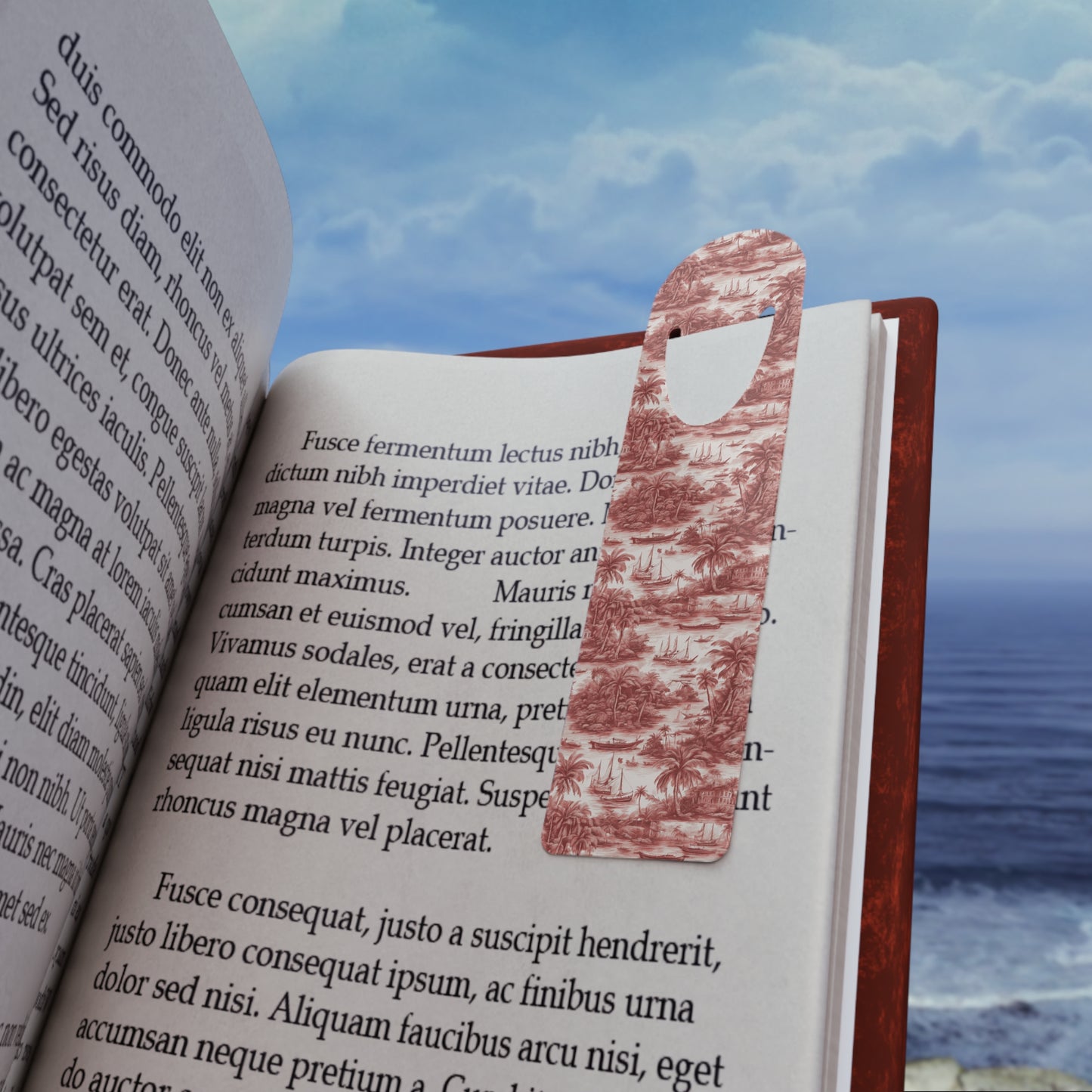 Bookmark - Aluminum, Tropical Toile, Russet Repeat