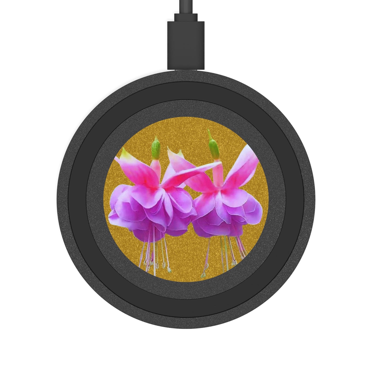 Quake Wireless Charging Pad - Two Pink Fuchsias / Gold Glitter