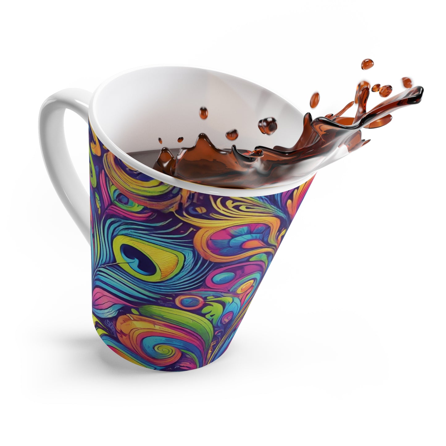 Latte White Mug - Feather Currents Pop