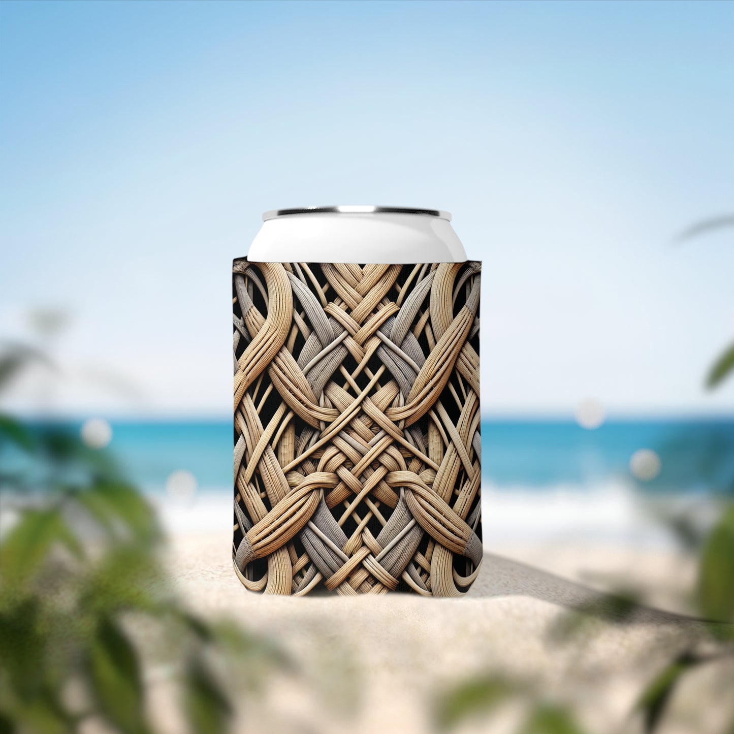 Beach Wicker Can Cooler Sleeve - Perfect for Outdoor Picnics