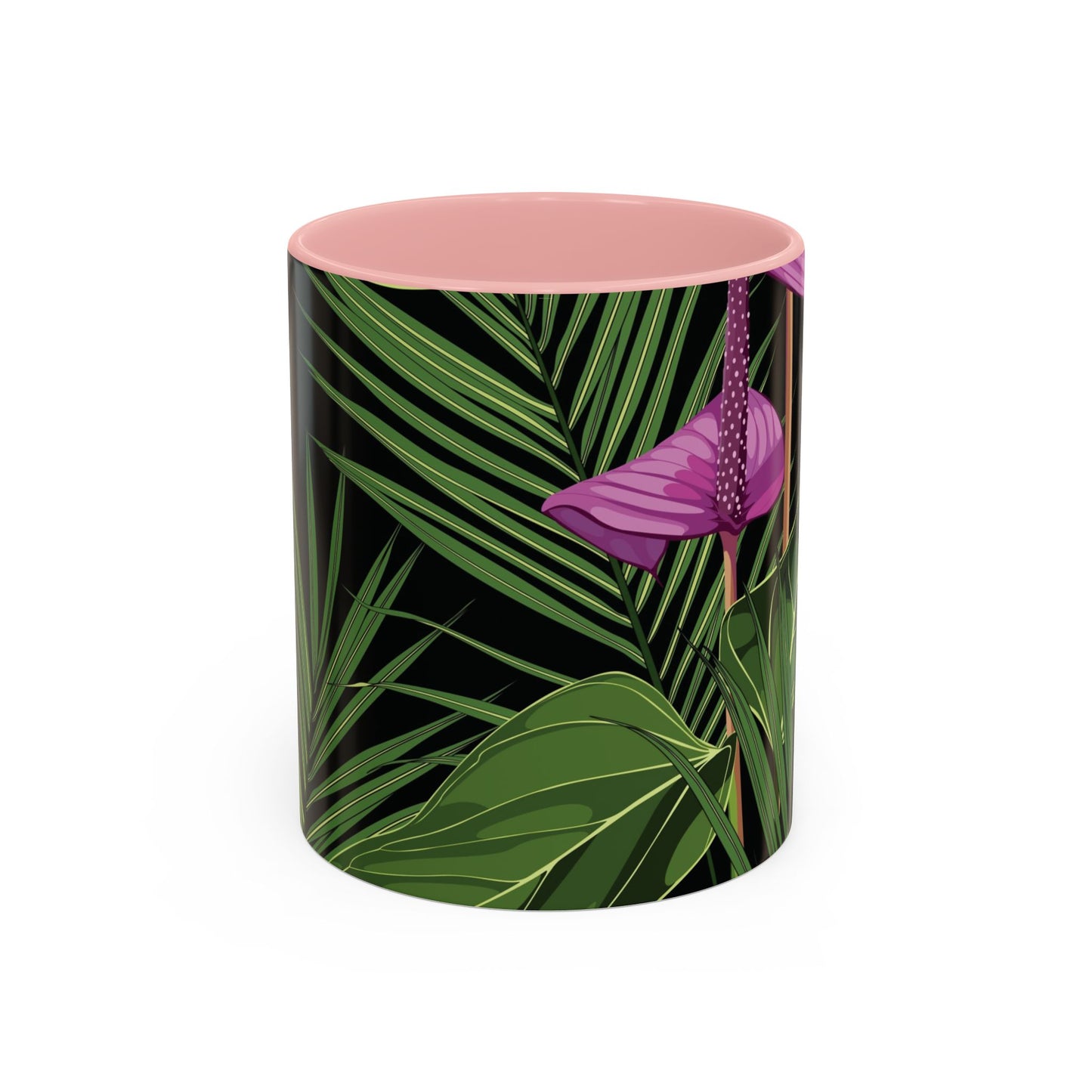 Accent Coffee Mug - Fun Tropical Drinkware for Flower Vibes /Anthurium and Palm