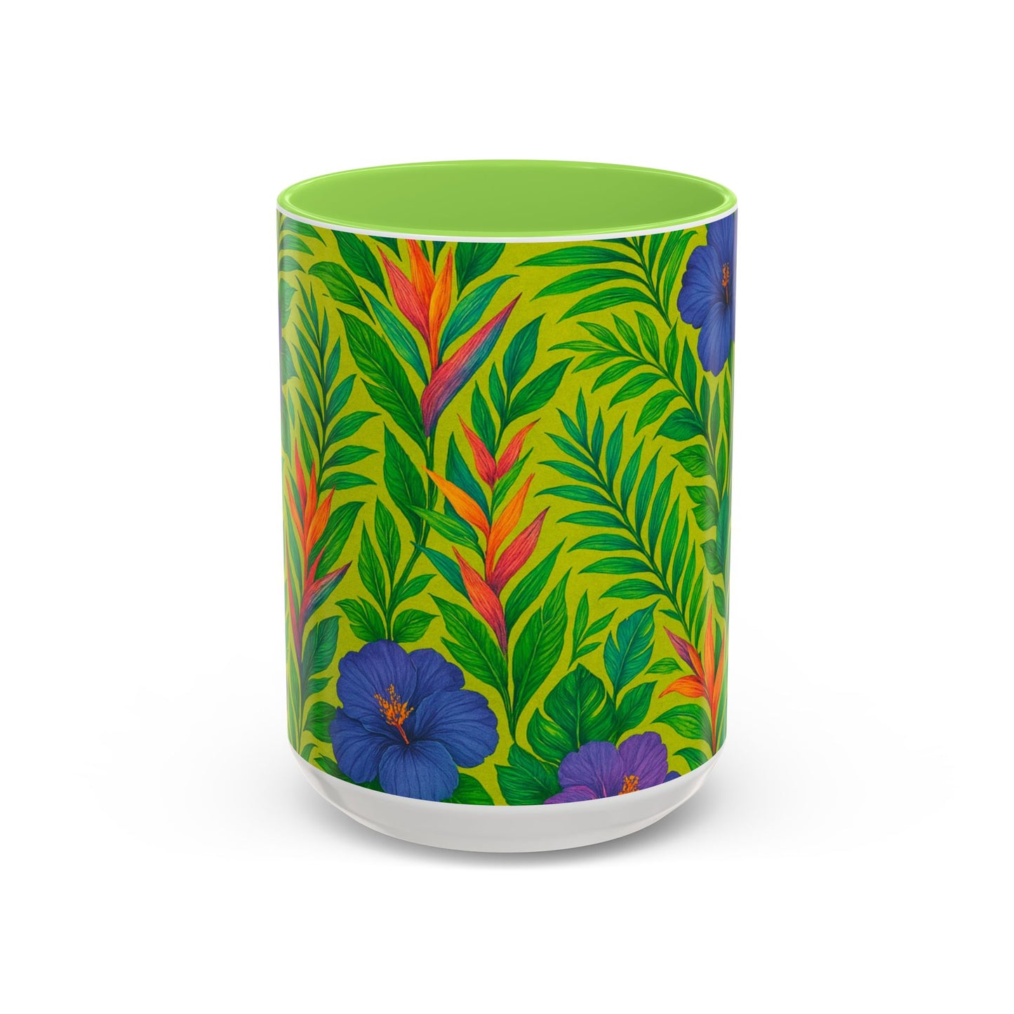Vibrant Floral Coffee Mug - 11oz & 15oz / Midnight Flower Lime