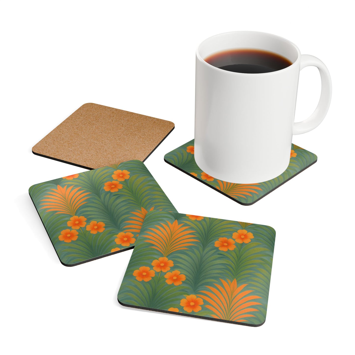 Coaster Set - Sunrise Palms/Orange