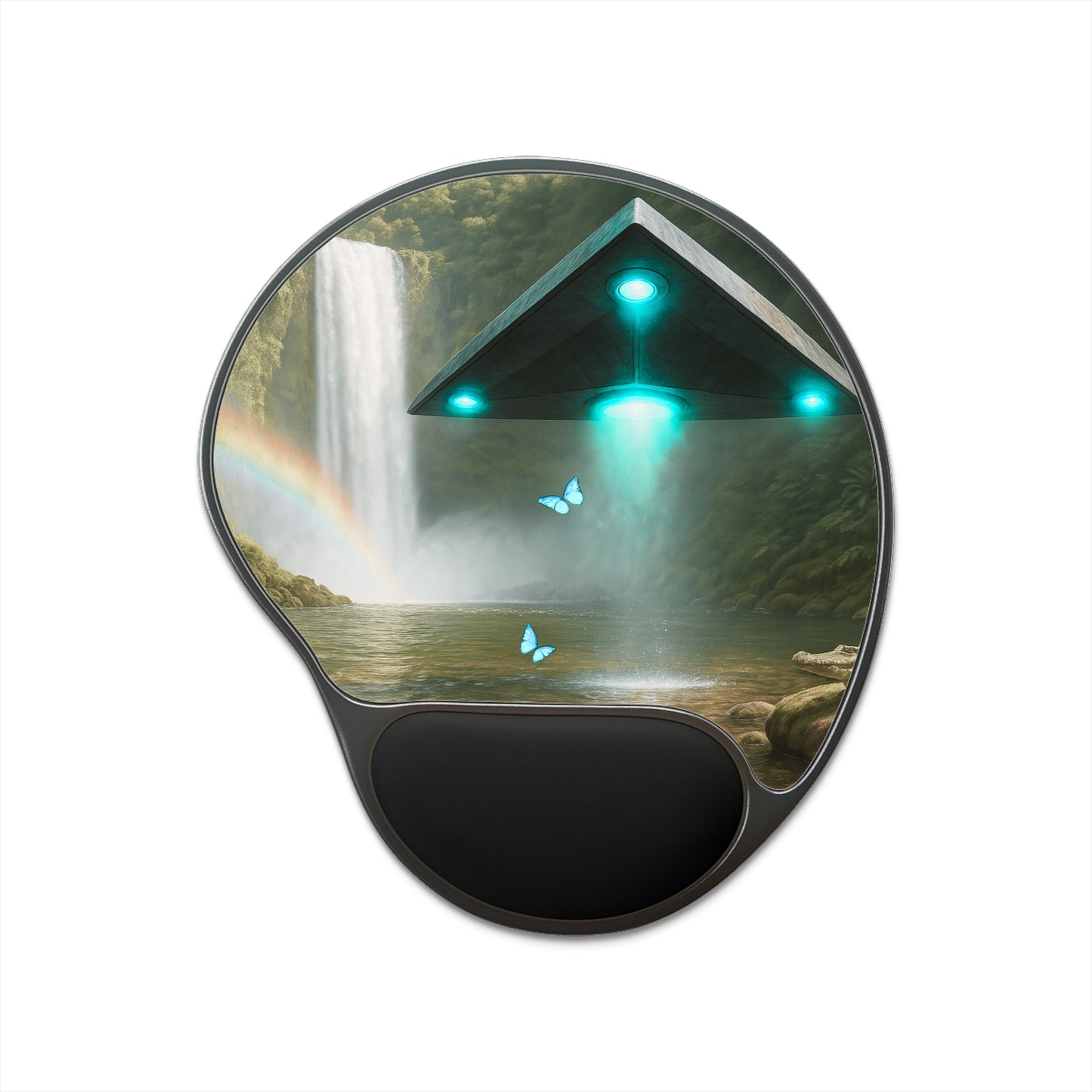 UFO and Waterfall Mouse Pad with Wrist Rest – Ergonomic Design for Comfort and Style