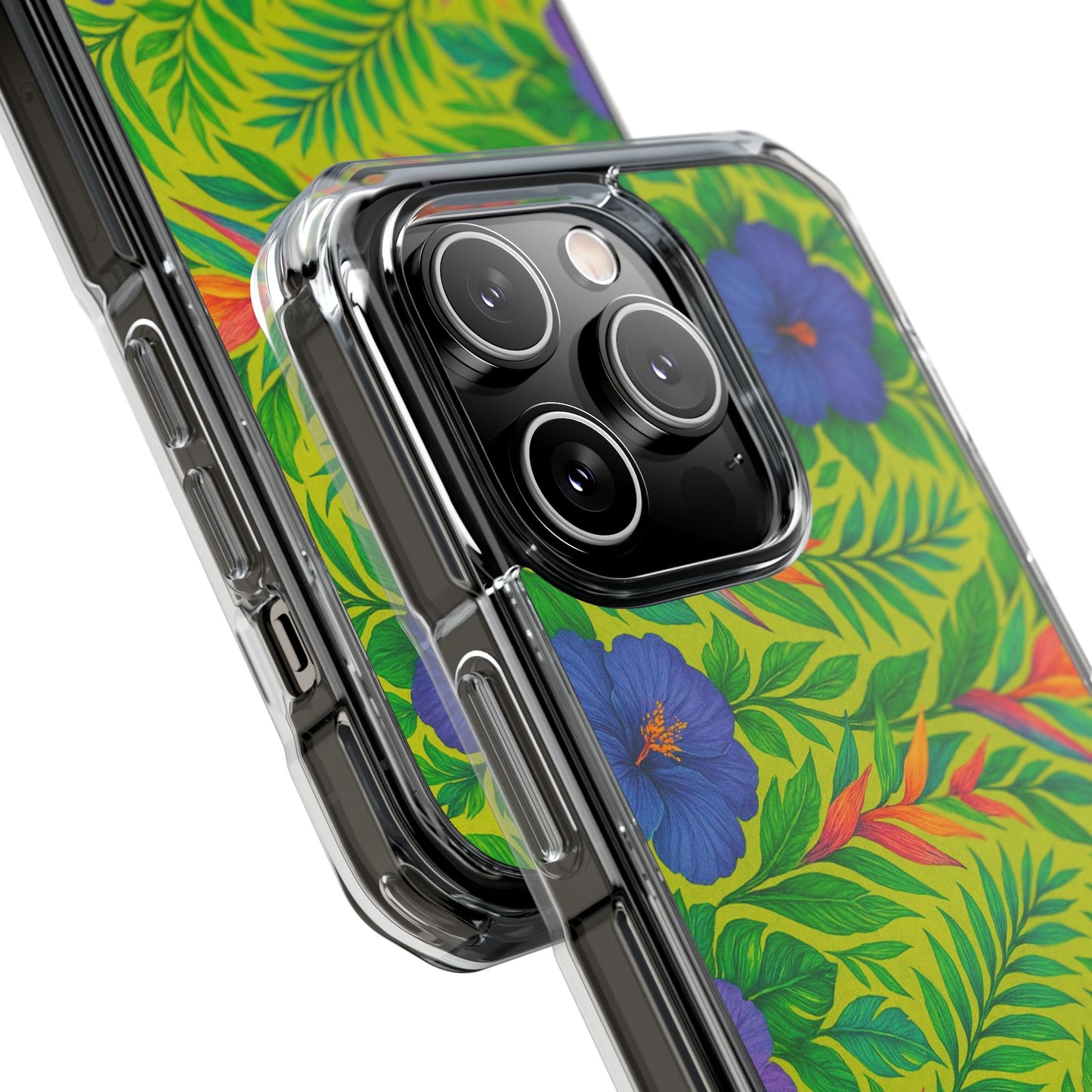 Midnight Flower Lime Magnetic Clear Phone Case, Many Models