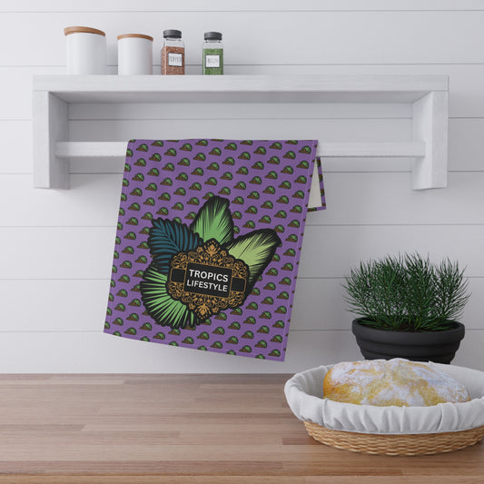 Tea Towels (cotton, poly), Tropics Lifestyle Deco Plant Logo, Micros Lt. Purple