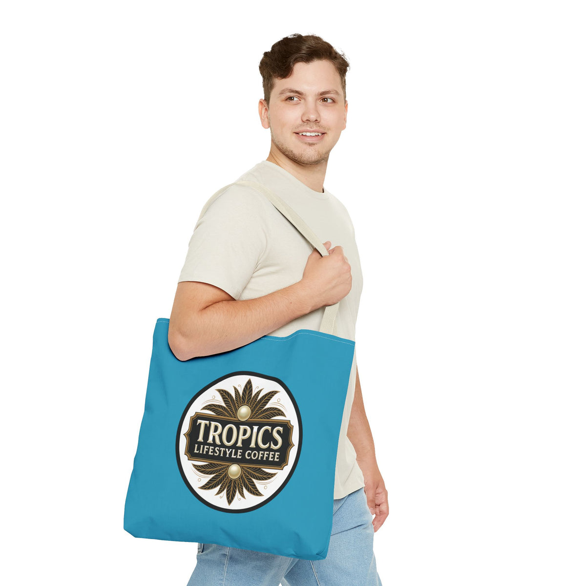 Tropics Lifestyle Coffee Tote Bag - 3 Sizes / Turquoise