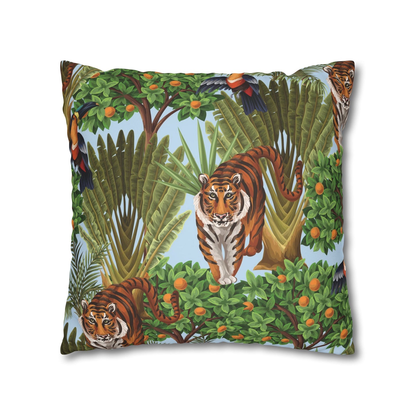 Faux Suede Square Pillowcase - Tiger Haven Blue