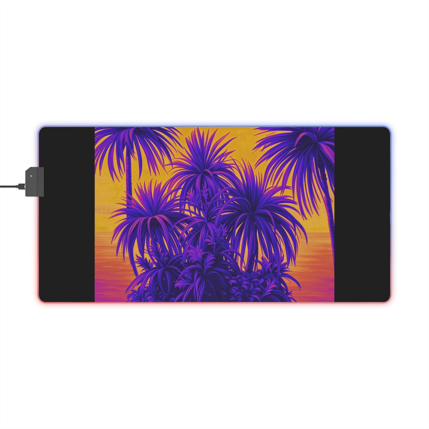 LED Gaming Mouse Pad With Vibrant RGB Lighting, 4 Sizes / Tiny Palm Island, Pop