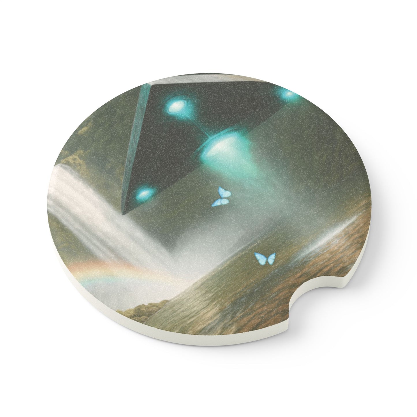 Soapstone Car Coaster - UFO and Waterfall