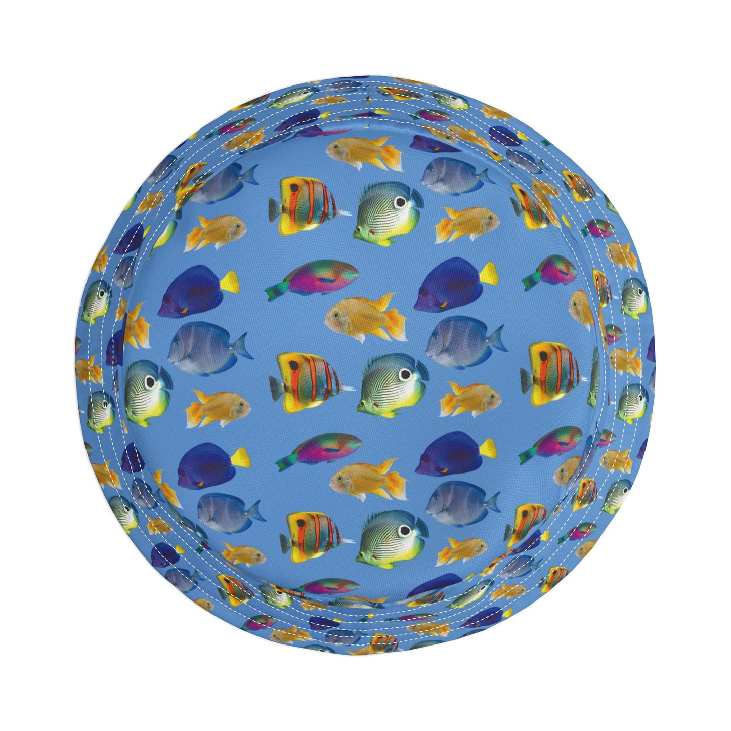 Tropical Polyester Bucket Hat, 2 Sizes - School of Fish / Light Blue
